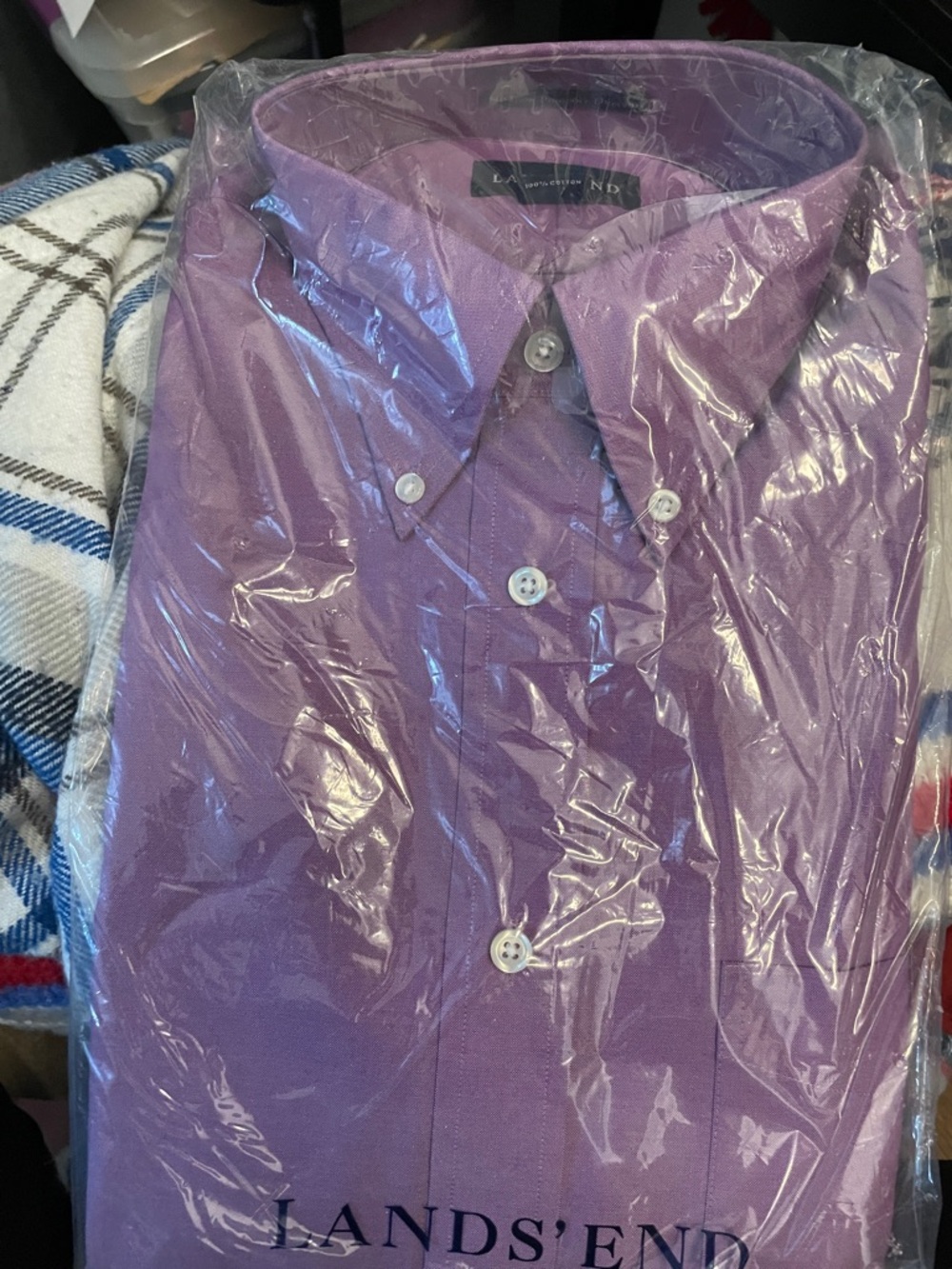 Lands' End Lilac Button-Down Shirt